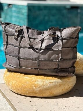 Costanza Rota Patchwork Gray Leather Zip Tote